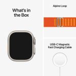 Apple Watch Ultra GPS + LTE 49mm MNHA3 Titanium Case with Orange Alpine Loop – Small