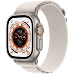 Apple Watch Ultra GPS + LTE 49mm MQEY3 Titanium Case with Starlight Alpine Loop – Small