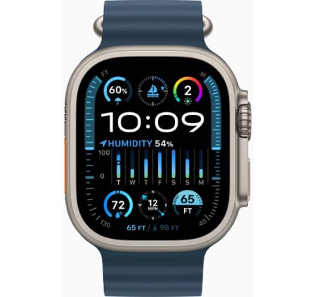 Apple Watch Ultra 2 GPS + Cellular, 49mm Titanium Case with Blue Ocean Band (MREG3)